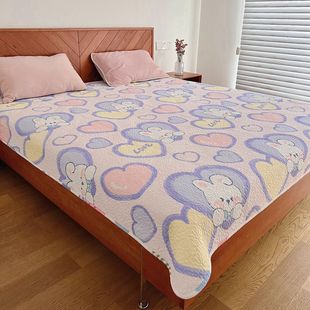 纯棉床盖单件韩国斜纹全棉绗缝被双面夹棉防滑卡通床单榻榻米床垫