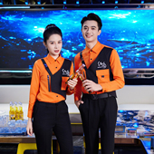 ktv餐吧餐饮连锁工装 夜场员工服装 衬衣套装 酒吧服务员工作服长袖