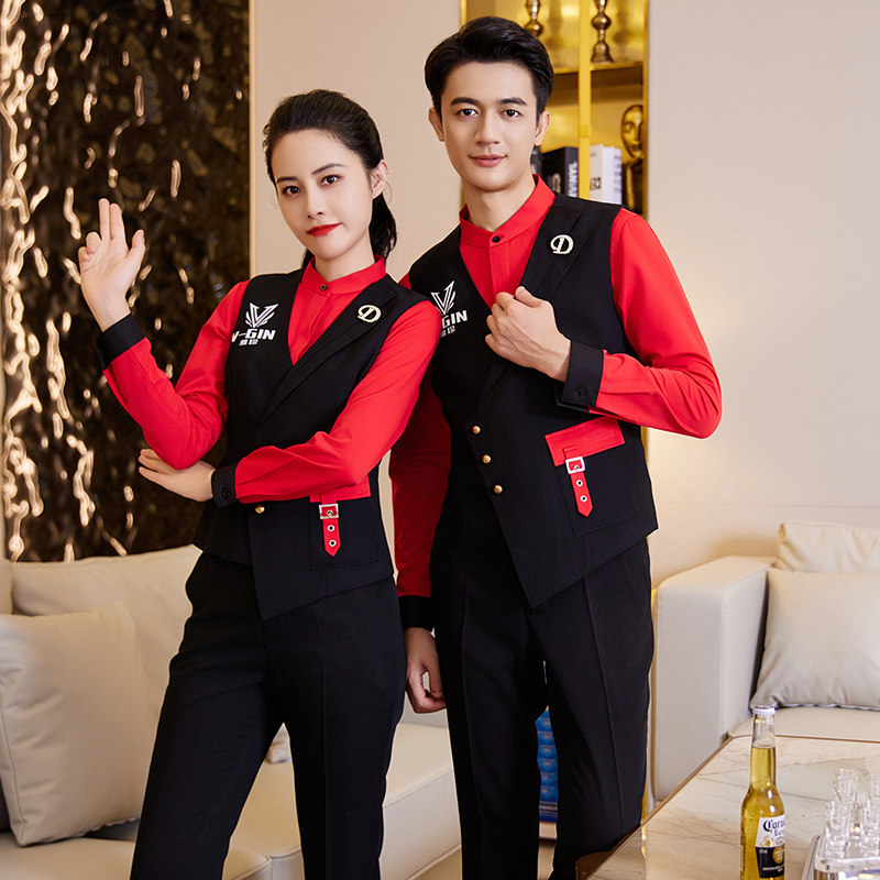 龙丽儿中式酒楼服务员工作服马甲酒店工作制服