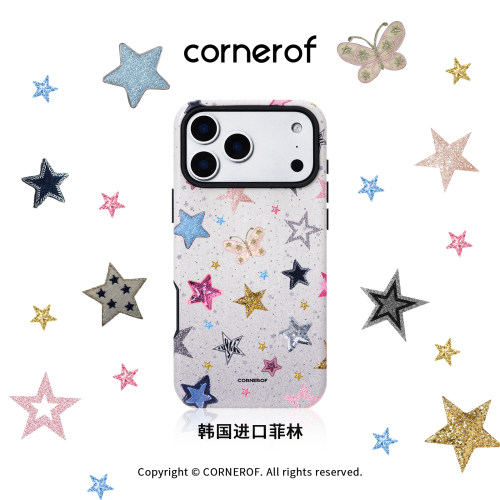 cornerof磁吸韩国进口菲林适用iPhone17promax手机壳苹果16pro原创15pro二合一14新款高级女闪粉星星
