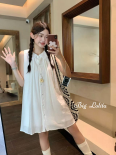 大码胖MM甜美无袖背心连衣裙女夏2026新款超火减龄气质宽松显瘦