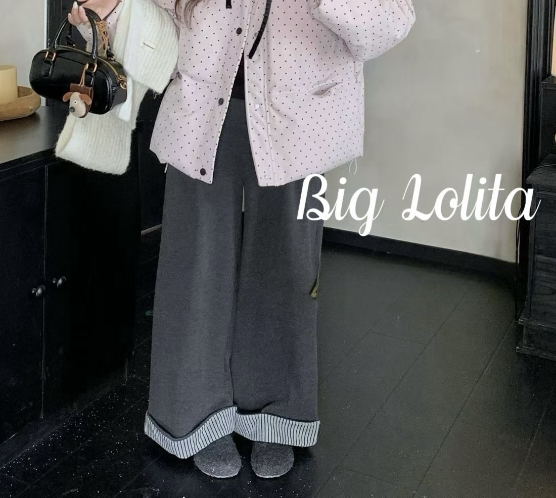 【高知灰调】大码复古微胖秋冬可卷边休闲裤2025厚裤子胖MM200斤