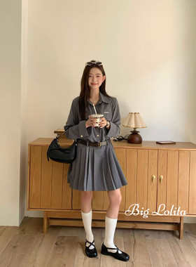【伦敦晚报】大码春季微胖新款学院风胖MM200斤衬衫连衣裙显瘦女