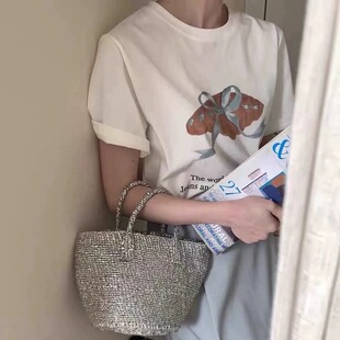 显瘦短袖 大码 宽松印花可爱休闲T恤胖MM200斤 黄油可颂 6折清仓