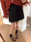 夹棉波点裙 宽松高腰蕾丝花边甜美微胖女裙子 韩版 大萝莉大码 冬季