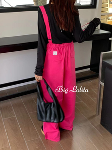 显瘦多巴胺微胖女200斤辣妹长裤 三色背带裤 裤 夏工装 大萝莉大码