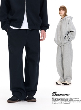 UNF380G双面空气层太空棉休闲裤2025秋冬新款弯刀卫裤男女同款潮