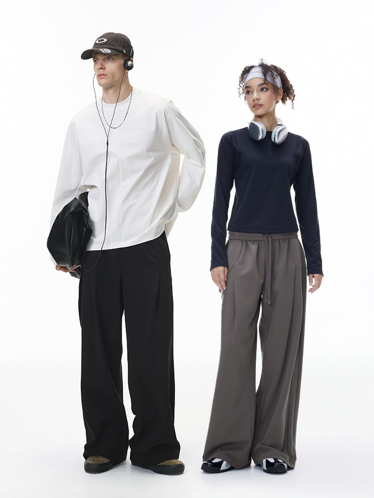 UNF 巴黎斜纹解构剪裁长裤25秋冬季新品潮牌宽松弯刀休闲裤男女