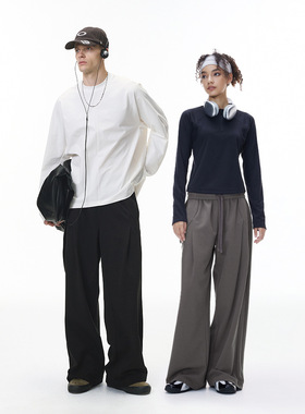 UNF 巴黎斜纹解构剪裁长裤25秋冬季新品潮牌宽松弯刀休闲裤男女