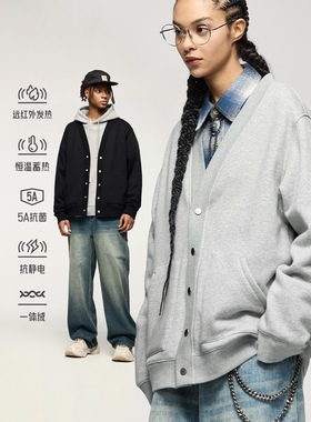 UNF 325g火焰一体绒开衫外套2024秋冬新品潮牌宽松休闲卫衣男女