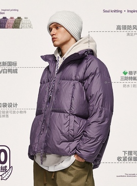 Teflon 特氟龙三防吐司羽绒服2024秋冬新品90绒纯色高领夹克外套