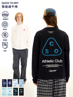 UNF t恤男女 秋冬速干抗菌国潮印花tee宽松圆领户外运动休闲长袖