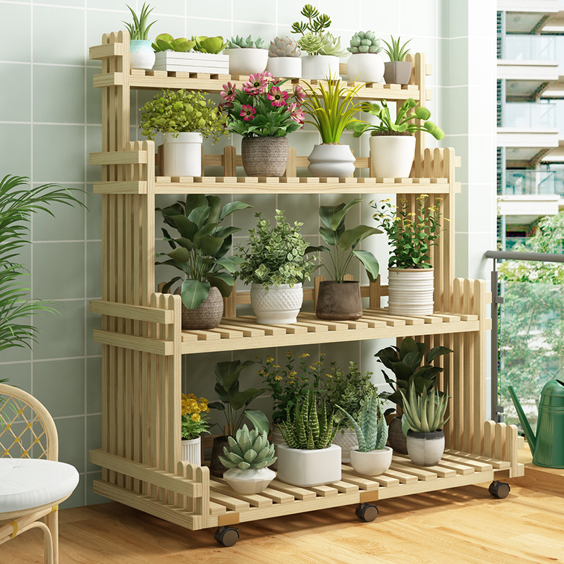 花架子实木多层室内阶梯客厅多肉绿萝盆栽架阳台置物架落地式白色