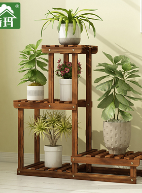 实木花架子植物室内装饰多肉阳台置物架客厅家用花盆栽架落地欧式