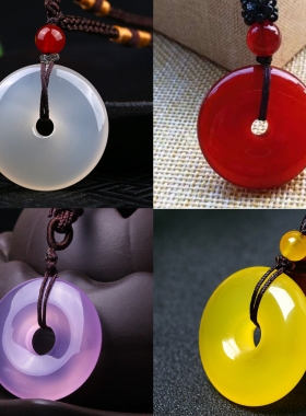 正品冰种白玉髓平安扣吊坠男女四季豆饰品小挂件配饰玉石玛瑙挂坠