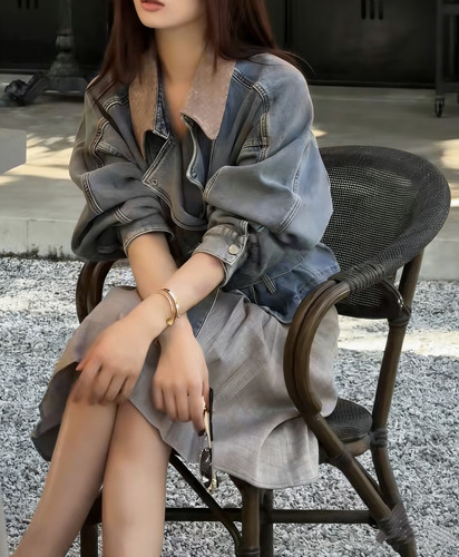 2026新牛仔外套女复古春设计感小众欧货爆款BT领牛仔Vcom外套上衣