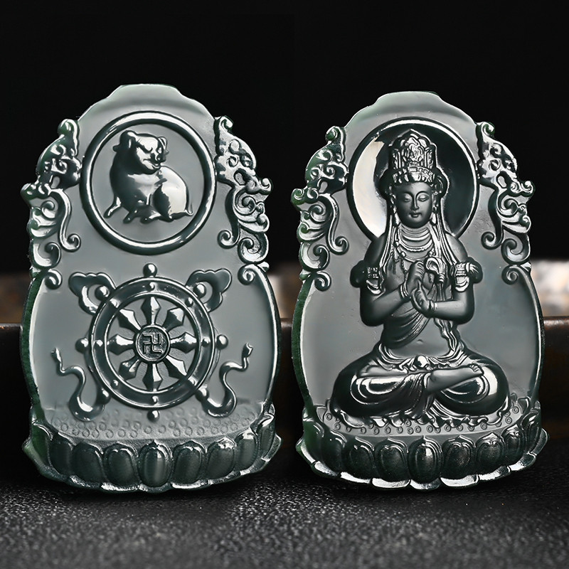 和田玉十二生肖吊坠属相狗猪本命佛挂件男女颈饰玉坠玉佩阿弥陀佛