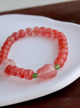 天然南红手链女款单圈时尚百搭饰品礼物送女友闺蜜