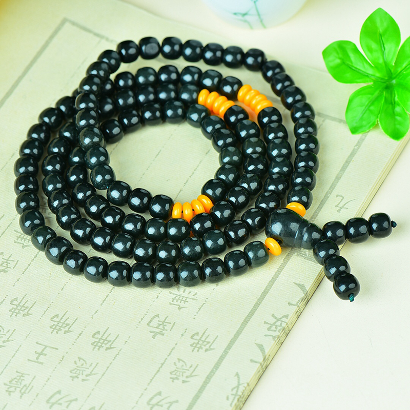 和田玉108颗佛珠念珠手串手链