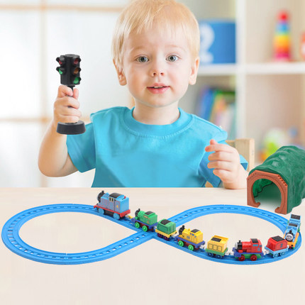 儿童益智轨道电动小火车玩具男孩拼装合金车头挂钩组合配件轨道车