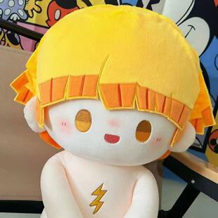 原创动漫鬼魅之刃同人动漫周边我妻善逸属性40cm棉花娃娃玩偶公仔