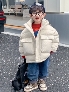 男童轻薄款羽绒服中大童冬季2023新款男生儿童羽绒服帅气面包服