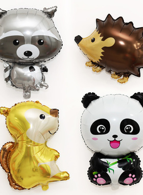 卡通铝膜气球萌款可爱恐龙动物大象狮子熊猫河马狐狸小熊铝箔汽球