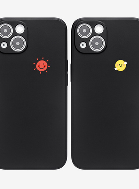 太阳月亮 iPhone17promax情侣款手机壳16黑色15可爱12适用11苹果14华为mate60小众p70小米13全包x100个性创意