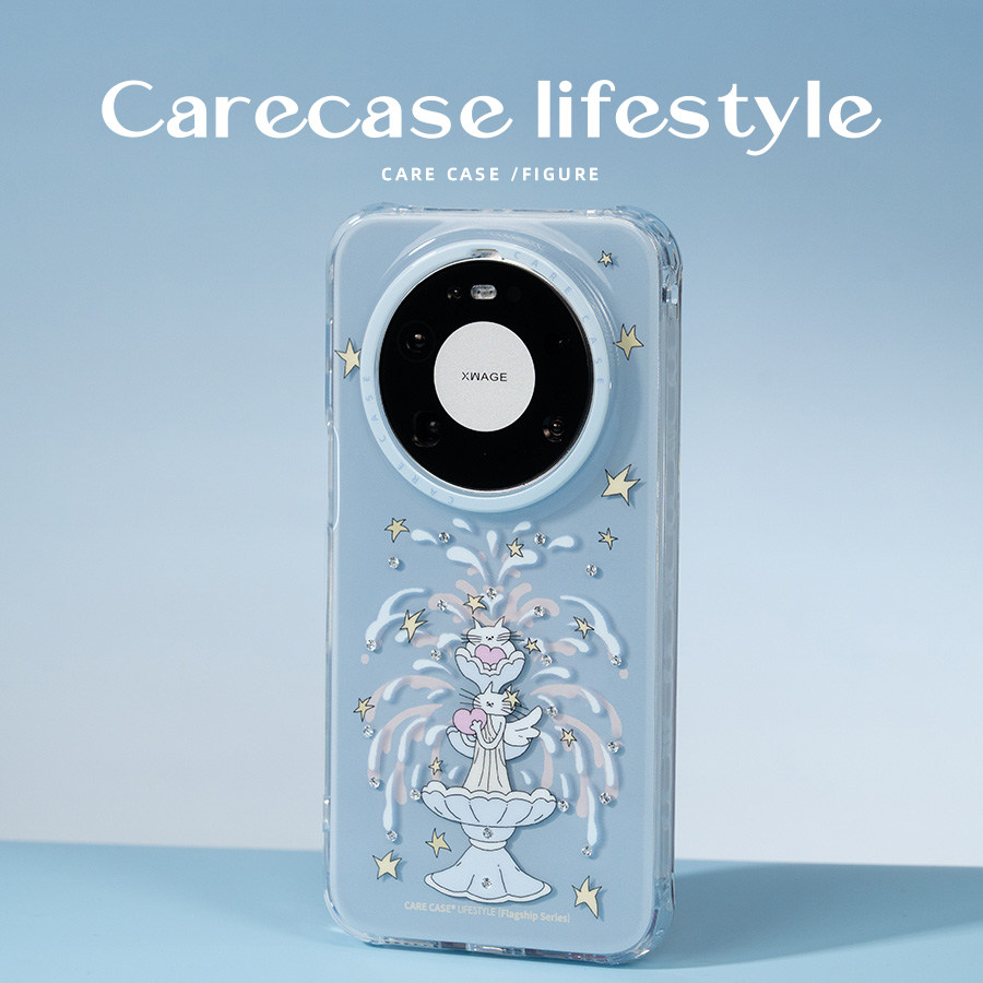 CARECASE 钻石喷泉华为手机壳 适用于华为Mate 80 Pro Max 原创设计 卡通可爱 创意 童趣少女心 防摔 简约ins