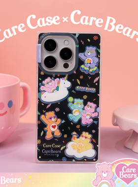 CARECASE x CareBears联名 彩带玩耍小熊方形手机壳 适用于苹果iPhone17 16 15 14 13 Pro Max 防摔 卡通可爱