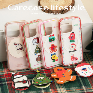 Max 磁吸支架组合 适用于iPhone16 可爱插画 双层印花 原创设计 Pro 圣诞系列二合一手机壳 CARECASE
