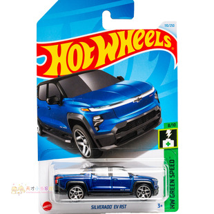 24年110号 SILVERADO EV RST 雪佛兰 蓝色 风火轮 HW GREEN