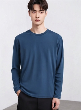 OTEX环保棉男士t恤长袖宽松打底衫纯棉圆领宽松有机棉可持续生活