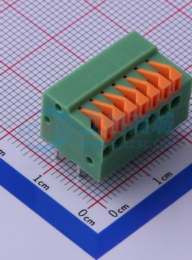 5只起 弹簧式接线端子 KF141R-2.54-7P 弯插,P=2.54mm 7P 电子元