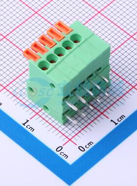 5只起 弹簧式接线端子 DB141R-2.54-5P-GN 弯插,P=2.54mm 1x5P 5P