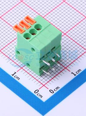 5只起 弹簧式接线端子 DB141R-2.54-3P-GN 弯插,P=2.54mm 1x3P 3P
