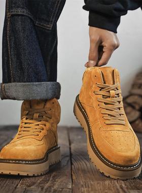 大码男鞋秋冬季45户外男鞋46中高帮运动板鞋4748真皮复古马丁靴49