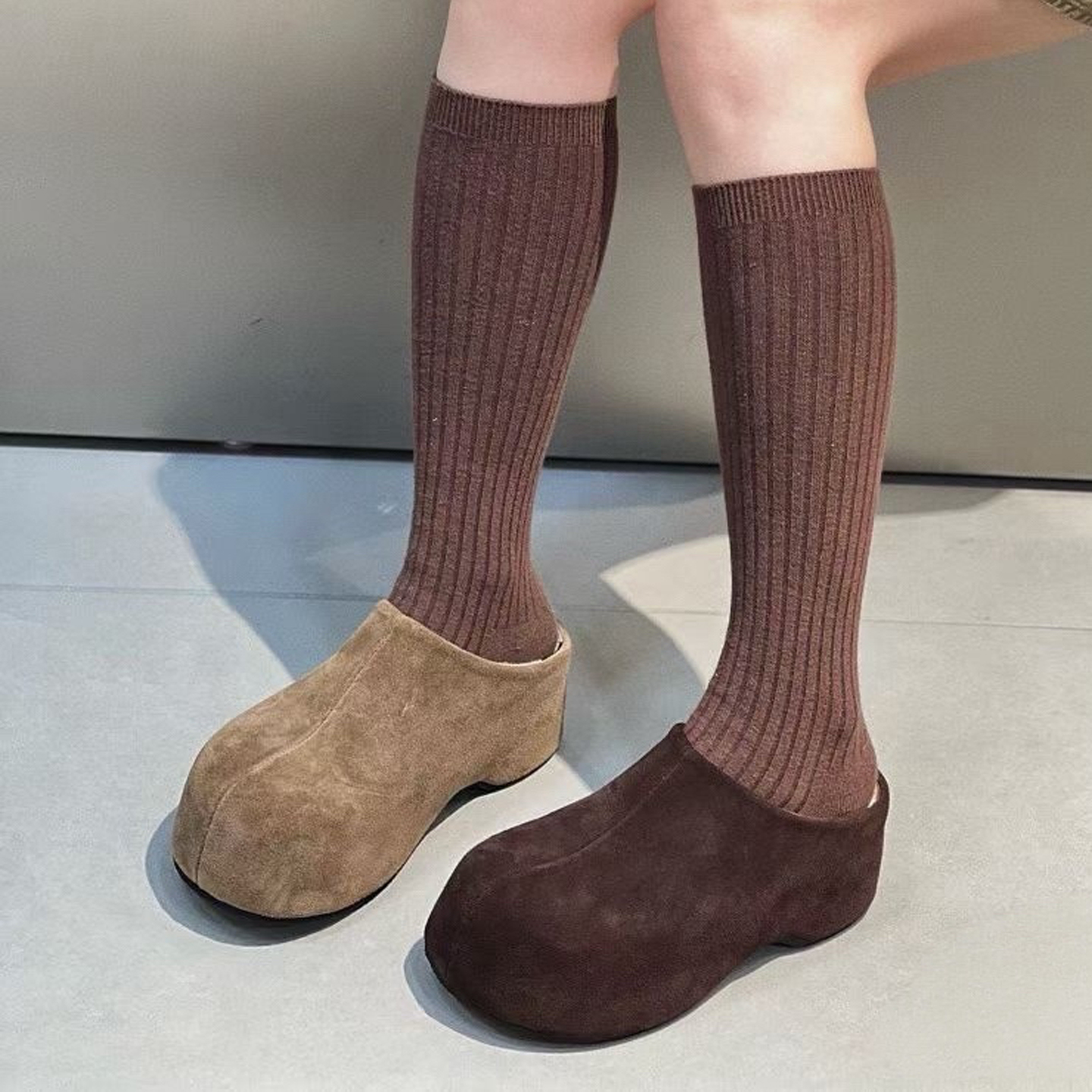 名尚包头拖2025冬真皮软底勃肯鞋