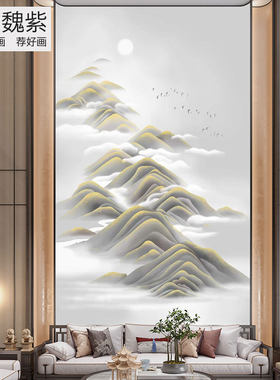别墅背景墙烫金肌理壁布浮雕金山