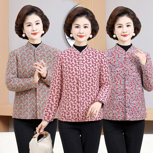 中老年女装冬装碎花外套2025新款奶奶装秋冬轻薄小棉衣妈妈装上衣