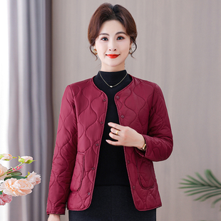 秋冬新款中老年女装妈妈装轻薄棉衣圆领内搭外穿保暖防寒小棉袄
