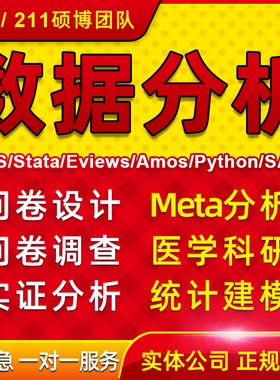 SPSS数据分析eviews实证建模R代做stata调查问卷meta医学amos统计