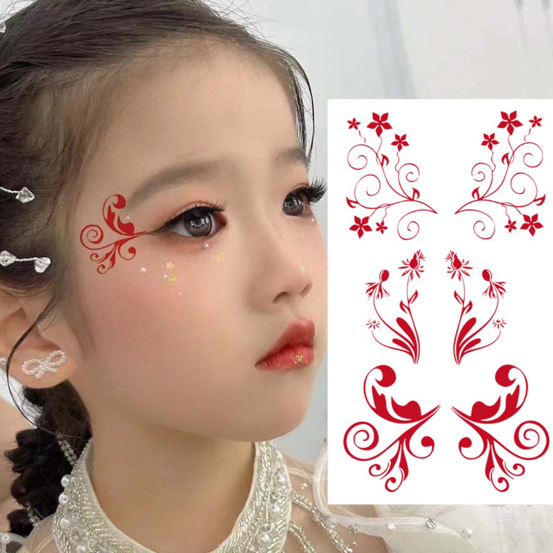 古风花钿眉心贴儿童成人眼角贴纹身贴化妆舞蹈演出舞台妆男童女童