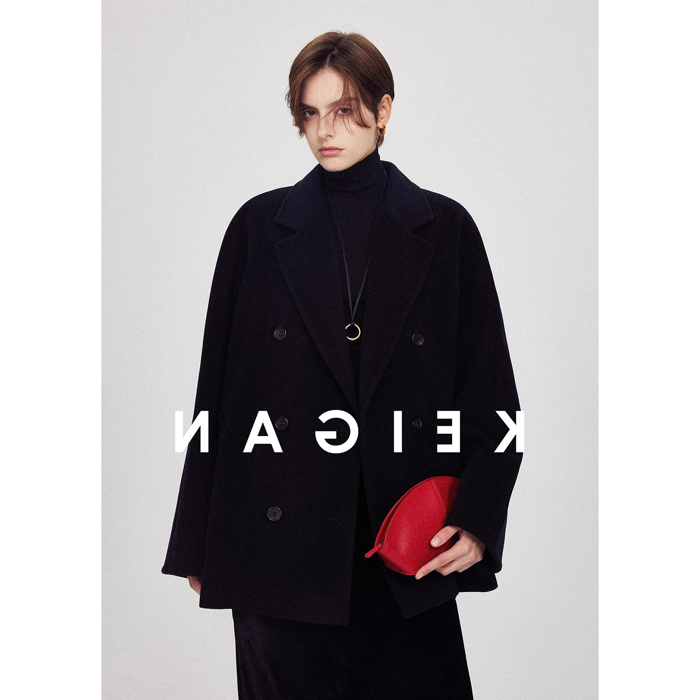 M家101801短款大衣女双面羊绒意大利进口经典双排扣羊毛呢子外套