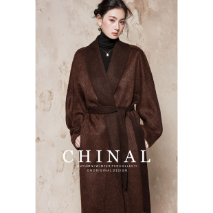 CHINAL冬装新款高奢中长款毛呢外套女2026新款双面呢羊绒苏力大衣