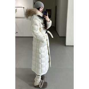 2025冬装新款高级感PU漆面大毛领90鹅绒加厚抗风滑雪长款羽绒服女