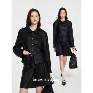 娃娃领小香短款 高级感意大利进口绵羊皮 皮衣外套女 新款 2026春装