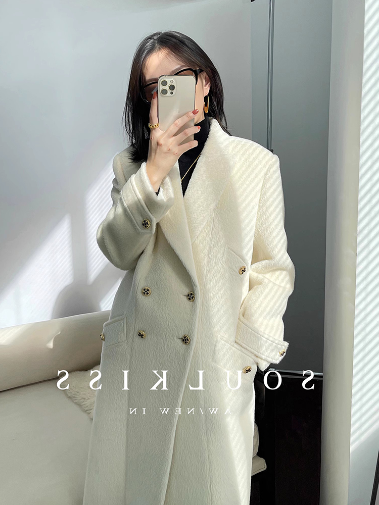 长款法式苏力羊驼绒大衣