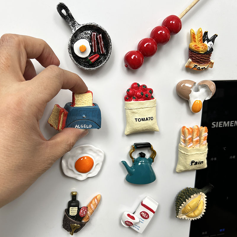 ins风冰箱贴 3D立体创意磁性贴仿真食物面包留言贴吸铁石拍照背景