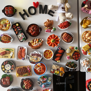 食玩冰箱贴磁吸3d立体仿真全国各地小吃美食装饰贴吸铁石ins食物